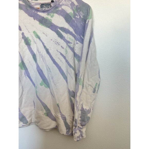 Jungmaven Sweatshirt Mens XS Purple Green White Tie-Dyed Hemp Organic Cotton - Picture 3 of 8